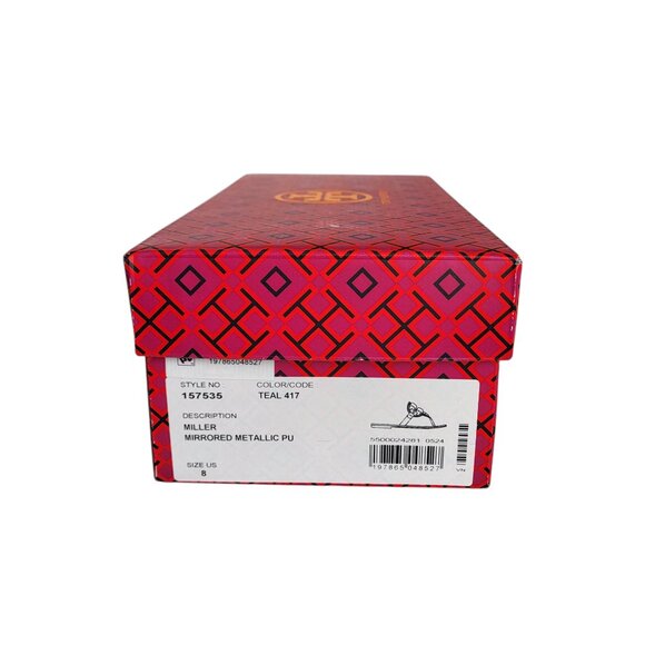 Tory Burch Miller Metallic Sandals in Teal Women's Size 8, 10, 11 - Picture 9 of 11